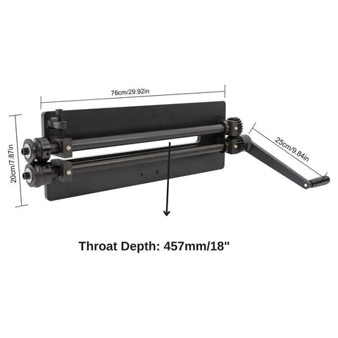 Heavy Duty Pro Sheet Metal Bead Roller With Six Dies Rotary Machine For Auto Panels side view showing dimensions