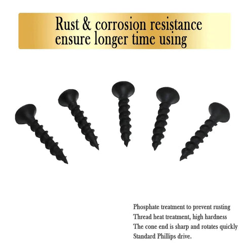 Beefy Heavy Duty Drywall Screws 7 x 1 Inch Coarse Thread Phillips Bugle Head Self Tapping Screws Black Phosphate Coated