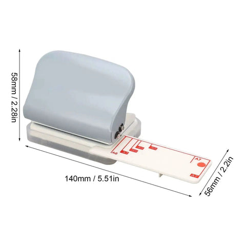 Super Handy Portable 3 Hole Puncher For Loose Leaf Paper A4 A5 B5 With 5 Sheet Capacity And Built In Positioning Ruler, side view