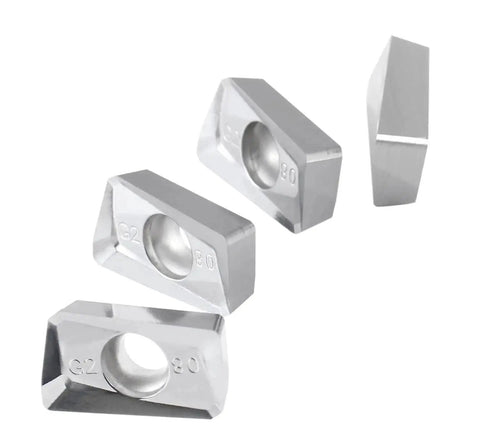 APKT160408-LH Carbide Inserts For Aluminum Machining 10 Pack showing multiple angles of uncoated aluminum milling inserts.