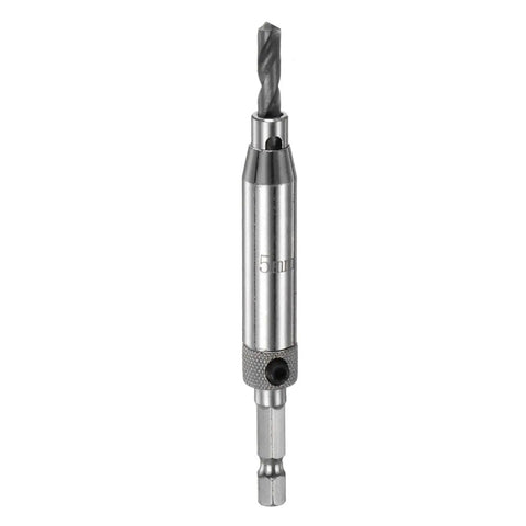 Self Centering Hinge Tapper Core Drill Bit Set Pro Grade With One Quarter Inch Hex Shank For Opening Holes In Woodworking 5 Mm Diameter 110 Mm Length Two Pack Silver Tone, single drill bit view