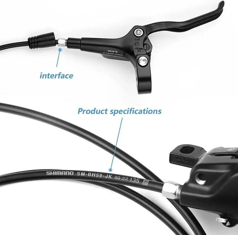 JKSPORTS OEM BR MT200 hydraulic disc brake set, front 800mm and rear 1450mm hoses, black lever with Shimano hose.