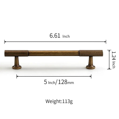 6 Pack Antique Brass Kitchen Cabinet Pulls With 5 Inch Center To Center Spacing Solid Vintage Bronze Dresser Drawer Handles Front View