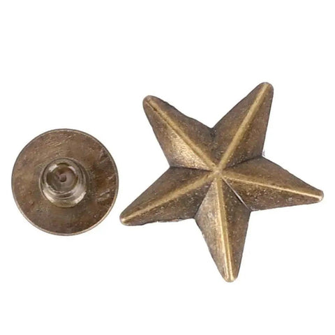 Star Rivet Set 50 Set Zinc Alloy 14mm Screws For DIY Clothing Shoes Purses front view showing star-shaped rivet and screw.