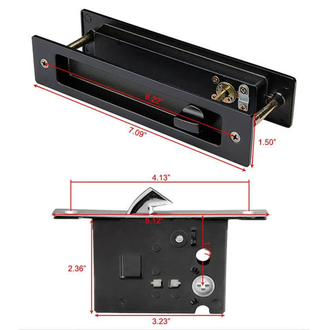 7.1 Inch Sliding Door Mortise Lock Latch With Invisible Recessed Handle For Interior Wood Pocket Doors Black Finish Includes 3 Keys And Copper Lock Cylinder Zinc Alloy Handle For Easy No Fuss Install And Durable Home Use