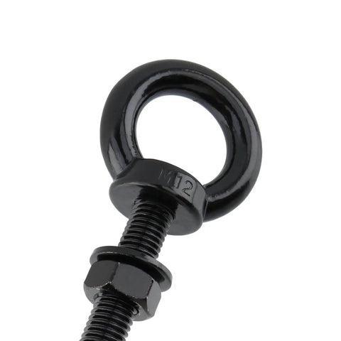 Beefy 4 Pack M12 Stainless Steel Eye Bolts 150mm Long With Washers And Hex Nuts, Black Heavy Duty Shoulder Lifting Ring Eyebolts
