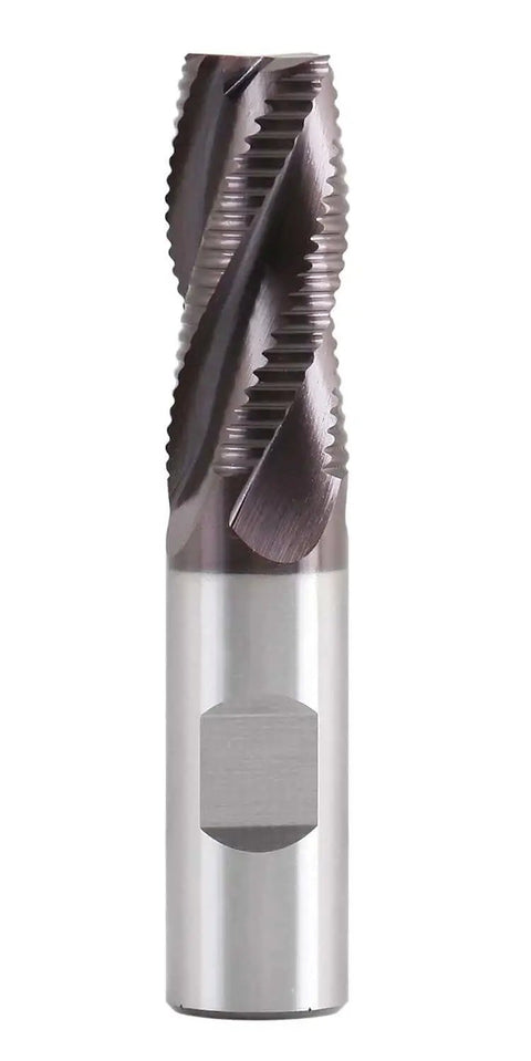 Front view of Beefy Roughing End Mill TiAlN Coated M42 Cobalt With Standard Tooth Four Flute Three Quarter Inch Diameter Part 1102-0034 By Accusize