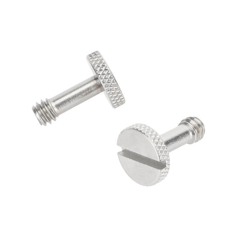 1/4-20 Long Slotted Knurled Captive Mounting Screw Set, Stainless Steel, 0.65 Inch From Head, Flat Head, 2-Pack, side view