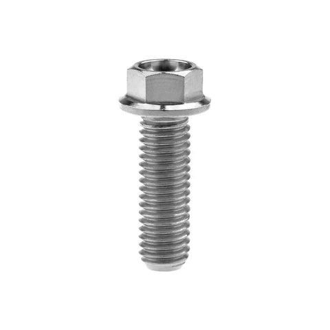 Titanium Flange Hex Bolt M8x25mm 1.25mm Pitch Grade 5 6AL4V CNC Machined Head in natural finish for automotive and bikes.