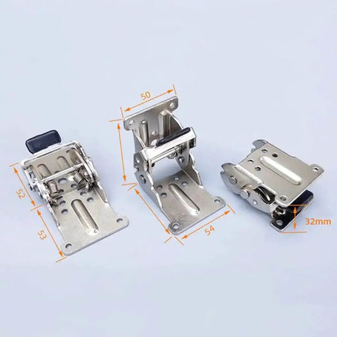 Self Locking Folding Hinges For Tables And Cabinets Silver Super Tough Heavy Duty, showing hinge measurement details.