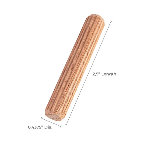 Oak Fluted Dowel Pins 7 Sixteenth Inch By 2 And One Half Inch Long 8 Pack For Furniture Repair Craft And Woodworking Precision Sized True To Size Made In USA close-up view