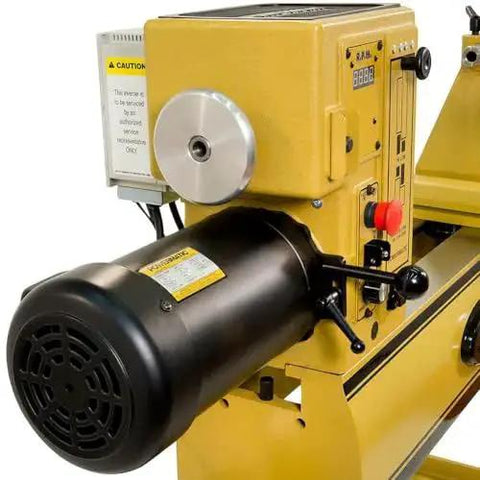 Heavy Duty Pro Grade Wood Lathe Powermatic 20 By 20 Inch Variable Speed With Reversible Turning, 2 HP 220V 1Ph motor close-up