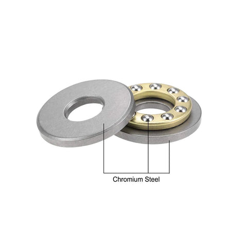 Thrust ball bearings set in chrome steel, 8x22x7 mm, single direction, brass cage, 10 pcs