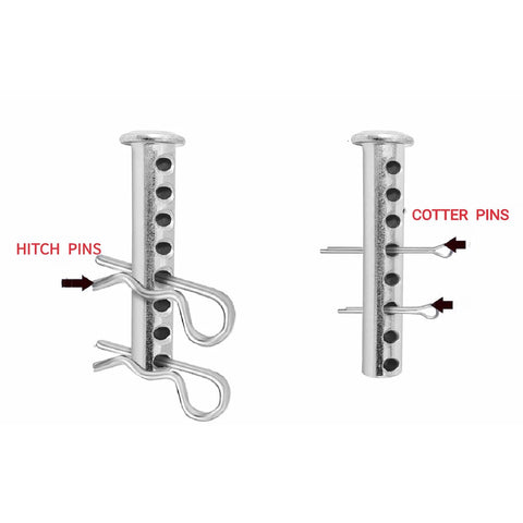 Adjustable Clevis Pin Set Half Inch By Two Inches Zinc Plated Steel With Eight Holes And R Clip Heavy Duty Fastener Tool Close-up View