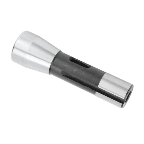 Morse taper drill sleeve adapter, R8 to MT1, alloy steel reducing spindle holder, angled side view