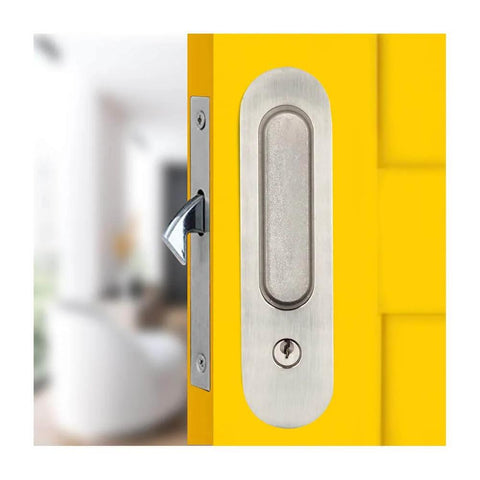 6.8 Inch Brushed Silver Privacy Pocket Door Lock Hardware With Invisible Recessed Handle Latch And Keys Sliding Door Mortise Lock For Left Or Right Doors Built To Last Zinc Alloy And Copper Core Anti Corrosion Dustproof