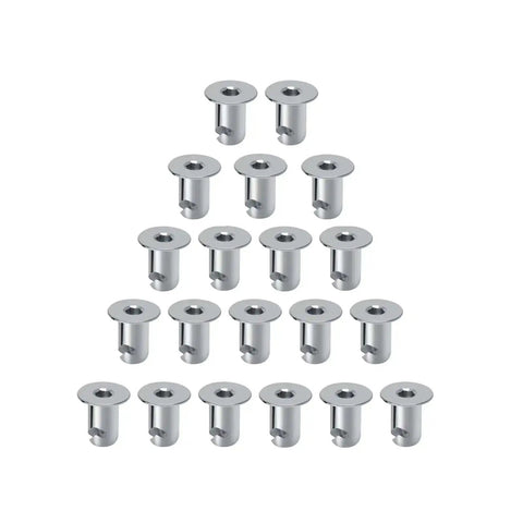 Pack of 20 Aluminum Dzus Button Flush Allen Head Quarter Turn Fasteners, Seven Sixteenths Inch Grip, Chrome Finish for Sheet Metal