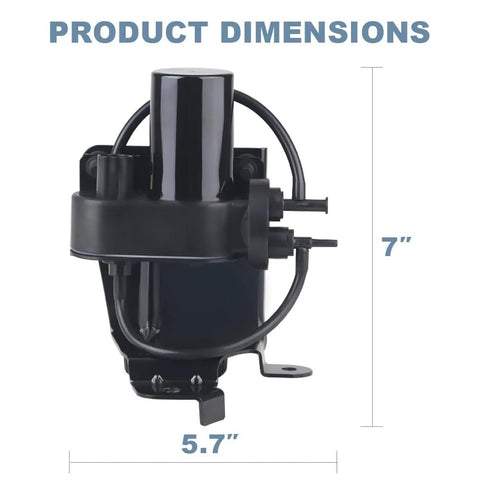 JDMON compatible electric vacuum pump for Ford/F-Series and Dodge Ram; black unit with mounting bracket, 7 in high