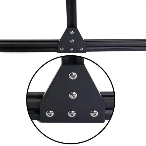 Close-up of 10 Pcs Anodised 90 Degree T Shape Corner Bracket Plate With Five Holes For 20x20mm Aluminum Extrusion Profile Black Heavy Duty