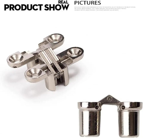 Hidden 180 Degree Invisible Hinge Set For Doors And Cabinets, Alloy Construction, Concealed Cross Hinge, Heavy Duty Durable Hidden Door Hardware