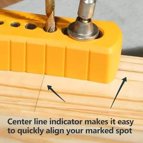 Pro Grade Drill Guide And Jig Block With Six Common Drill Bit Sizes For Straight Perpendicular Holes In Woodworking V Groove