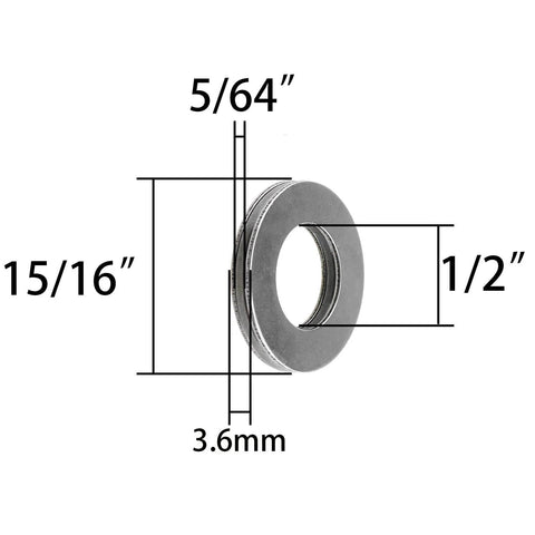 Thrust bearing set with 2 TC815 bearings and TRA815 washers, metal, 1/2 in bore, 15/16 in OD, 5/64 in width.