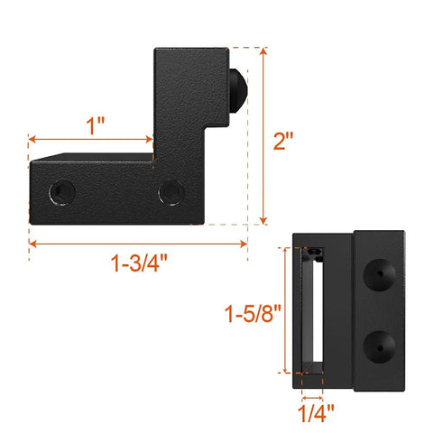 Rubber Cushioned Stopper Limit for Sliding Barn Door Track Roller Kit with dimensions for easy repositioning.