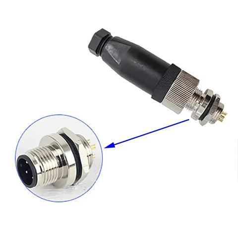 Front view of 2 Pack M12 4 Pin Male Aviation Panel Mount Connector Waterproof Back Mount Socket For Sensors And Electrical Projects Durable Nylon Body Anti Vibration Locking Nickel Plated Threads Gold Plated Contacts Ideal For DIYers And Pros.
