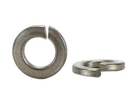 Front and side view of 3/8-inch stainless steel lockwashers, 304 stainless, 50 pieces