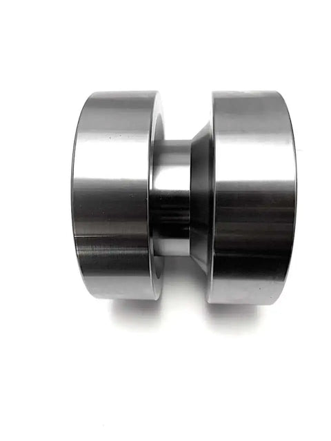 Side view of 1.5 inch dimple die, CNC machined from SAE 8620 steel, for vehicle panels and hydraulic presses, case hardened to Rockwell 80