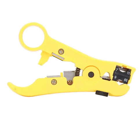 Yellow crimping pliers from Coaxial Cable Crimping Pliers Set For RG6 RG59 RG11 F Connectors All In One Adjustable Crimper And Stripper Tool Kit