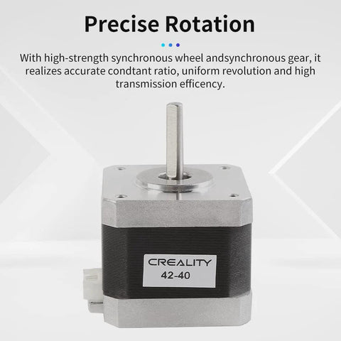 Creality 42-40 stepper motor with D-shaped shaft, 2-phase, 1.8° step; silver/black body, CR-10/Ender-3 compatible