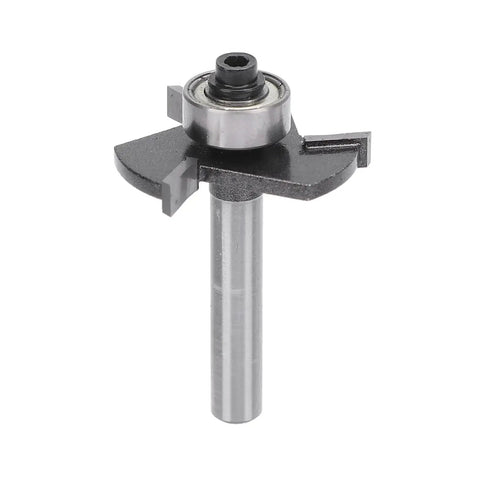 T Shaped Router Bit With One Quarter Inch Shank, Three Teeth Ball Bearing Slotting Cutter For Wood And Plywood, Five Thirty Second Inch Cutting Height