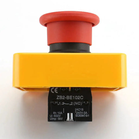 Red Flat Head Momentary Push Button Switch 1NO 1NC AC 660V 10A IP65 Weatherproof Beefy Rugged Industrial Control Box front view