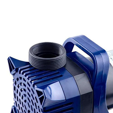 Blue Alpine submersible water pump with threaded outlet and top handle.