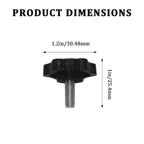 6 Pcs Griddle Replacement Knobs And Stand Screws Set With M6 X 16mm Thumbscrews, black knob with dimensions shown, side view