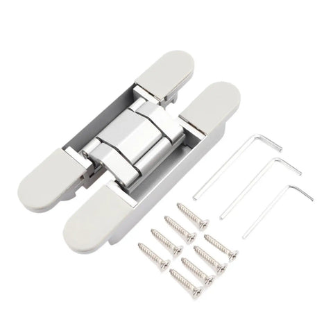 2 Pack Invisible Door Hinges For Outward Opening Wood Doors, Hidden Cross Style Hinge With 180 Degree Swing, silver finish