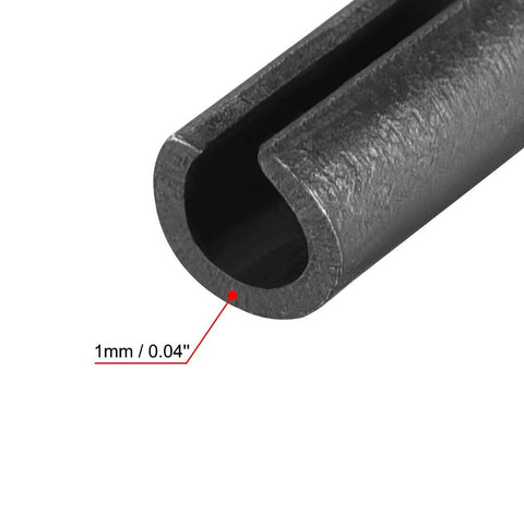Close-up of Slotted Spring Pins Kit 5mm By 12mm Plain Finish 65Mn, showing detailed edge with slotted design.