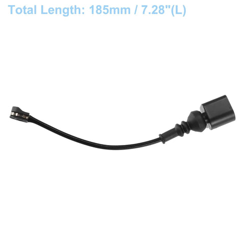 Side view of front brake pad wear sensor cable, black, 185mm length for VW Touran