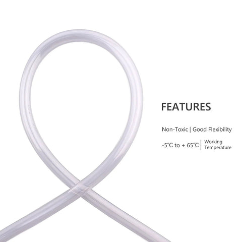 Clear PVC Tubing One Quarter Inch ID Three Eighth Inch OD Ten Feet Food Grade Flexible Vinyl Hose looped with temperature features shown