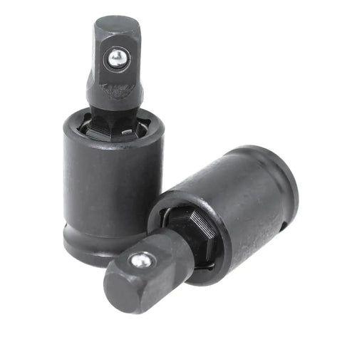 Two black 3/8-inch universal joint socket adapters with square drive ends