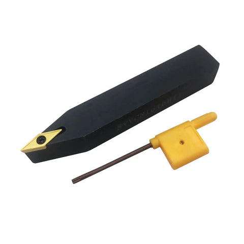 Five Eighths Inch Indexable Lathe Turning Tool Holder With SVVCN1616H11 and tool, featuring carbide insert