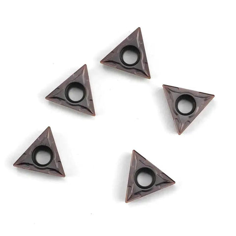 Pro Grade Carbide Turning Inserts For Lathe TCMT16T304 60 Degree Diamond, 5 pieces shown with 16.5mm cut length, 9.525mm hole