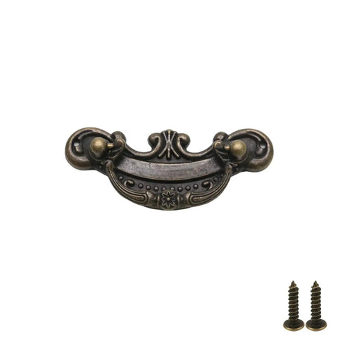Set Of 10 Antique Bronze Finish Drop Swing Drawer Pulls With Screws 3 Inch Long Drop Bail Handles for cabinets and furniture restoration.