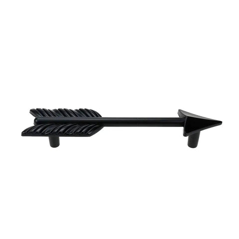 Set Of 4 Black Zinc Alloy Arrow Cabinet Handles With Rust And Corrosion Resistant Finish, 96mm Center To Center, side view.