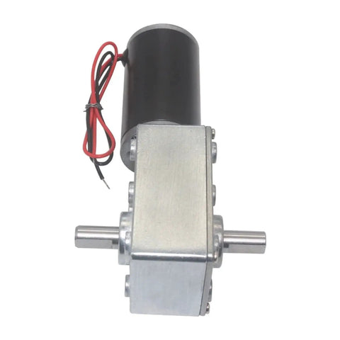 Front view of High Torque Gear Motor With Double Output Shaft 5840-31ZY Turbine Worm Reducer, 12V DC Motor, metal gearbox, 8mm shaft.