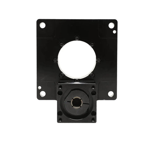 Front view of black Hollow Rotary Actuator With High Precision Rotating Platform For Industrial Automation, mounting holes visible