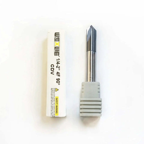 Versatile Chamfer End Mill for Alloy Steel and Hardened Steel, Carving and Drilling, V Groove 90 Degree Milling Bits