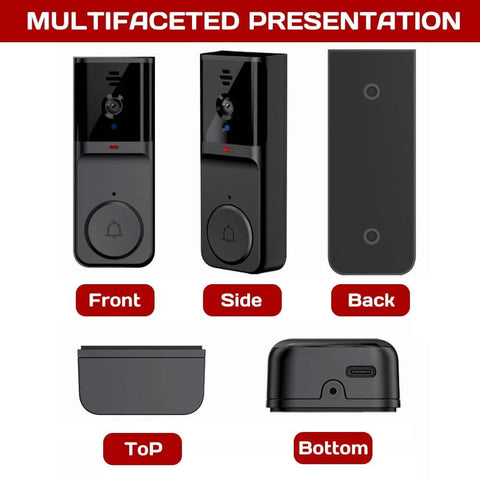 No WiFi Video Doorbell With Monitor, Wireless Doorbell Camera Using 2.4G Module, no app or subscription fees, multifaceted view