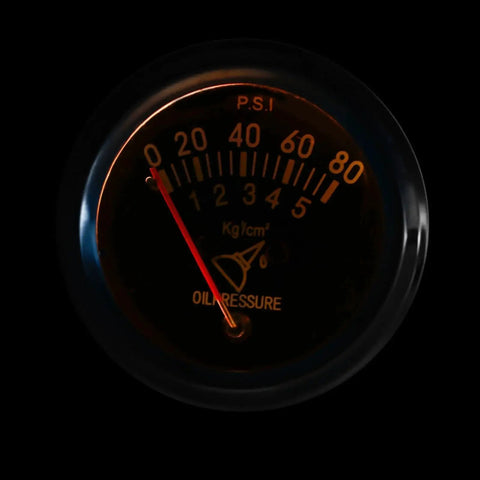 2 Inch 52mm Universal 12V DC Mechanical Pointer Oil Pressure Gauge 0 To 80 PSI Black Face Auto Car Meter With M8x1 Thread Mount